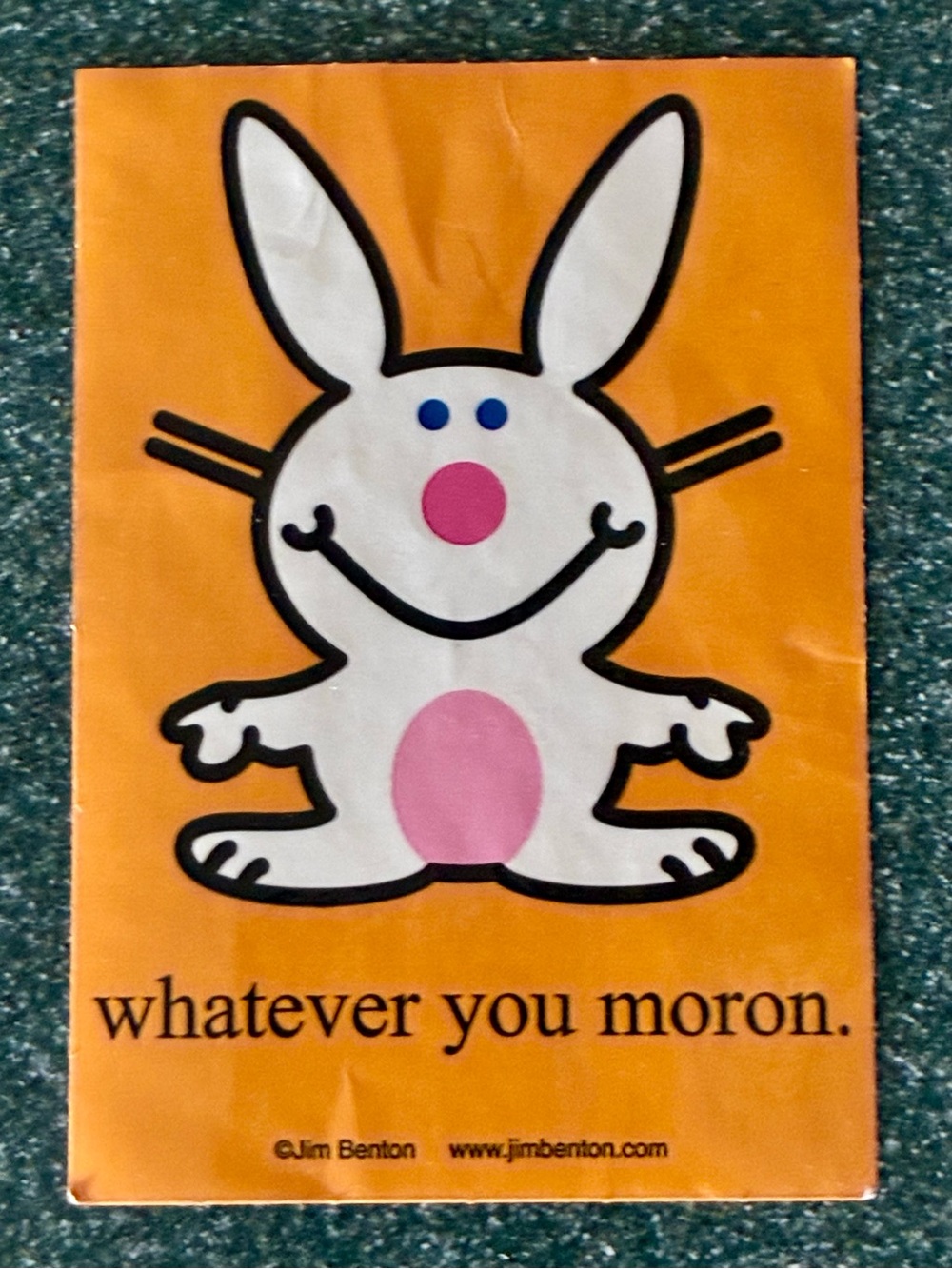 Vintage Happy Bunny ‘Whatever You Moron’ Sticker